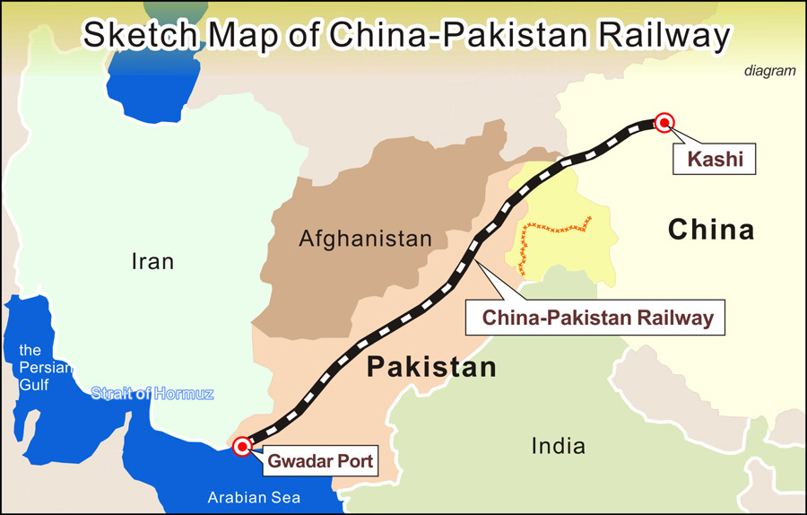 China Pakistan Railway Sketch Map