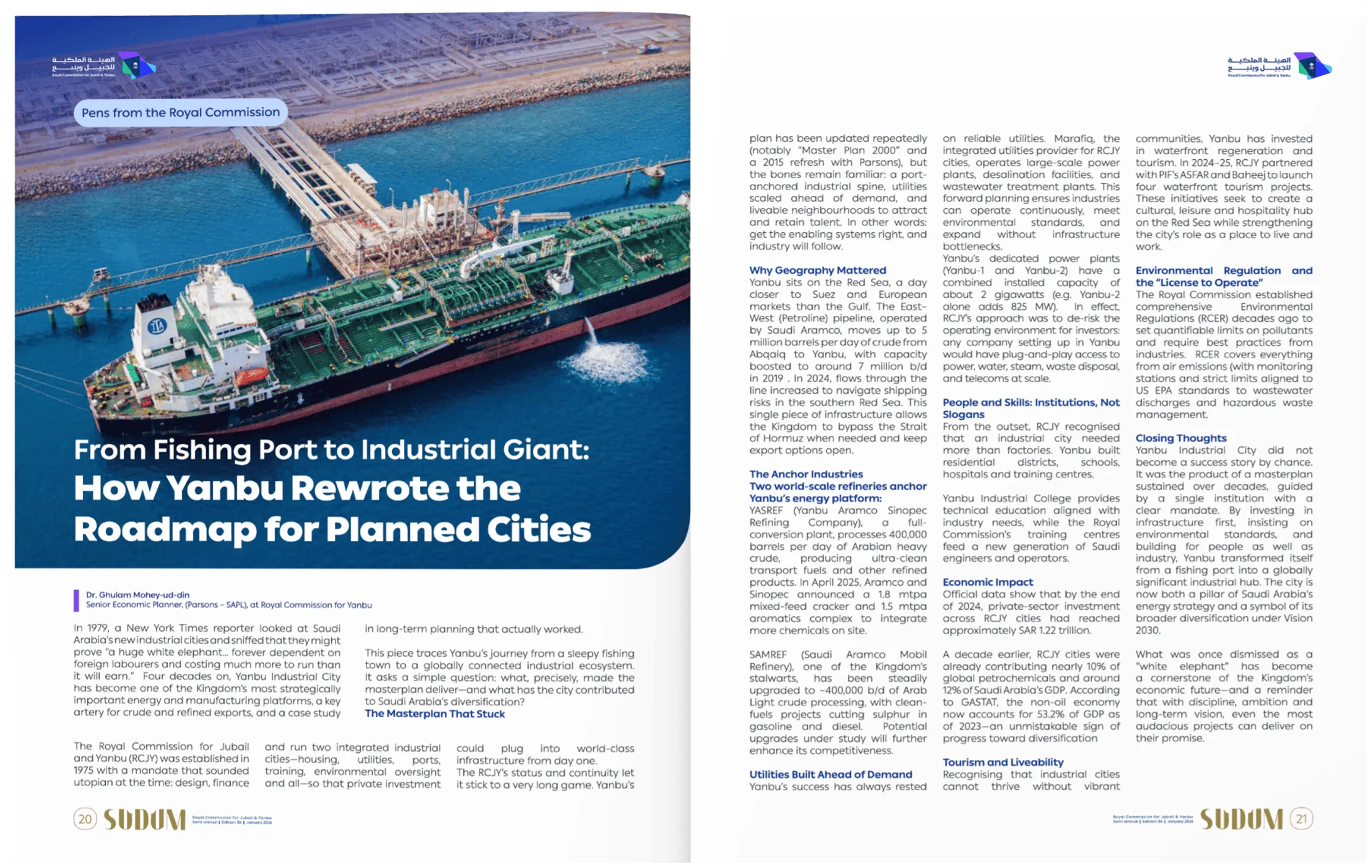 From Fishing Port to Industrial Giant: How Yanbu Rewrote the Roadmap for Planned Cities 1 Dr. Ghulam Mohey-ud-din, expert in urban planning and development, highlights Yanbu's journey from a.