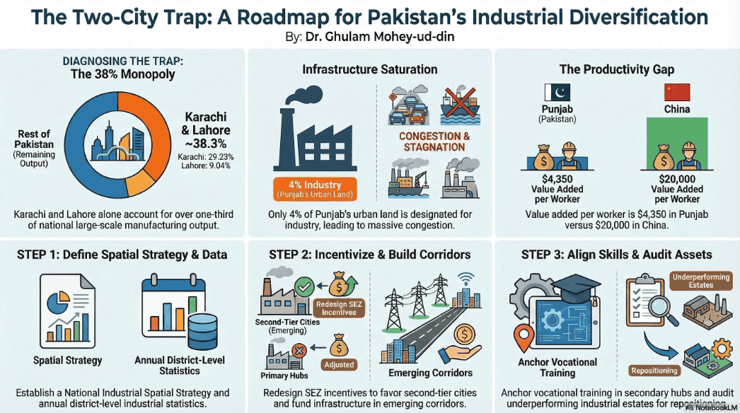 The Two-City Trap: Industrial Concentration & Geographic Diversification in Pakistan - Policy Brief No. 04